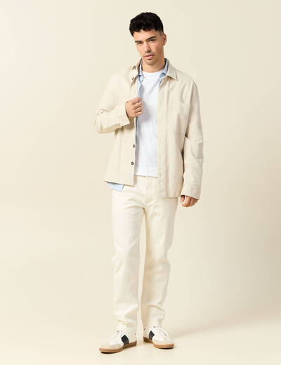 Jeans straight 5 poches ecru homme
