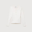 T-shirt cintr&eacute; manches longues ecru femme