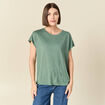 T-shirt droit court manches courtes vert fonc&eacute; femme