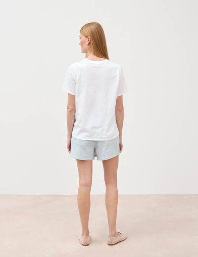 T-shirt en coton manches courtes blanc femme
