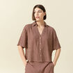 Blouse manches courtes fluide violet femme