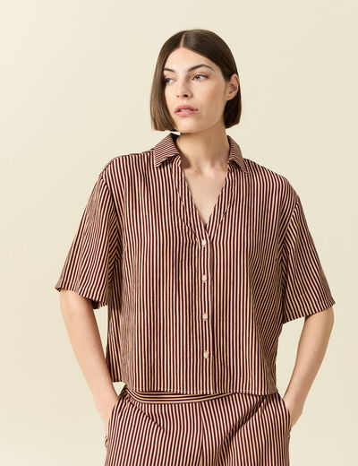 Blouse manches courtes fluide violet femme