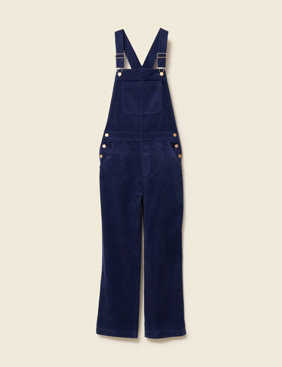 Combinaison salopette en velours c&ocirc;tel&eacute; bleu marine femme