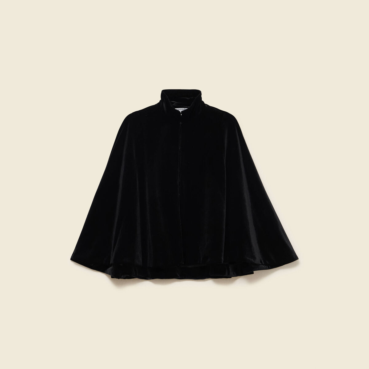 Cape ajust&eacute;e sans manches effet velours noir femme
