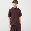 Chemise boyfriend manches courtes marron fonc&eacute; homme