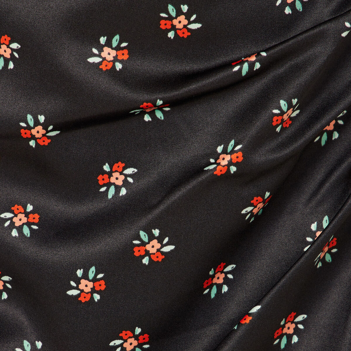 Jupe droite froncée satinée noir femme