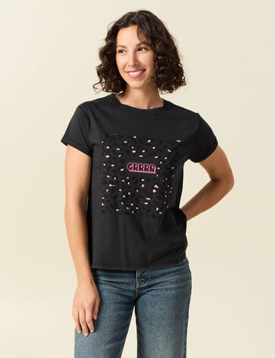 T-shirt en coton noir femme