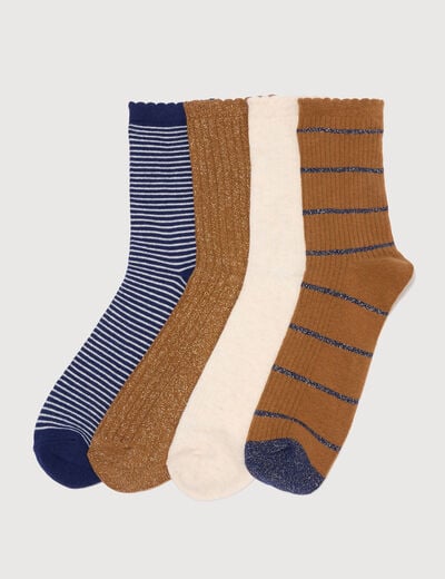 Lot de 4 paires de chaussettes camel femme