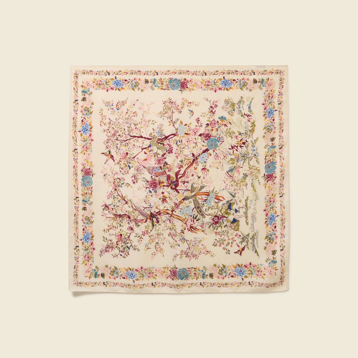 Foulard satin&eacute; ecru femme
