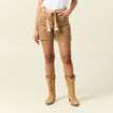 Short boyfriend ceinturé jean vert kaki femme