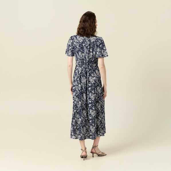 Robe longue éco-responsable bleu femme