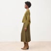 Pull droit col v manches longues vert kaki femme