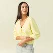 Gilet manches 3/4 jaune clair femme