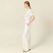 T-shirt manches courtes ajouré creme femme