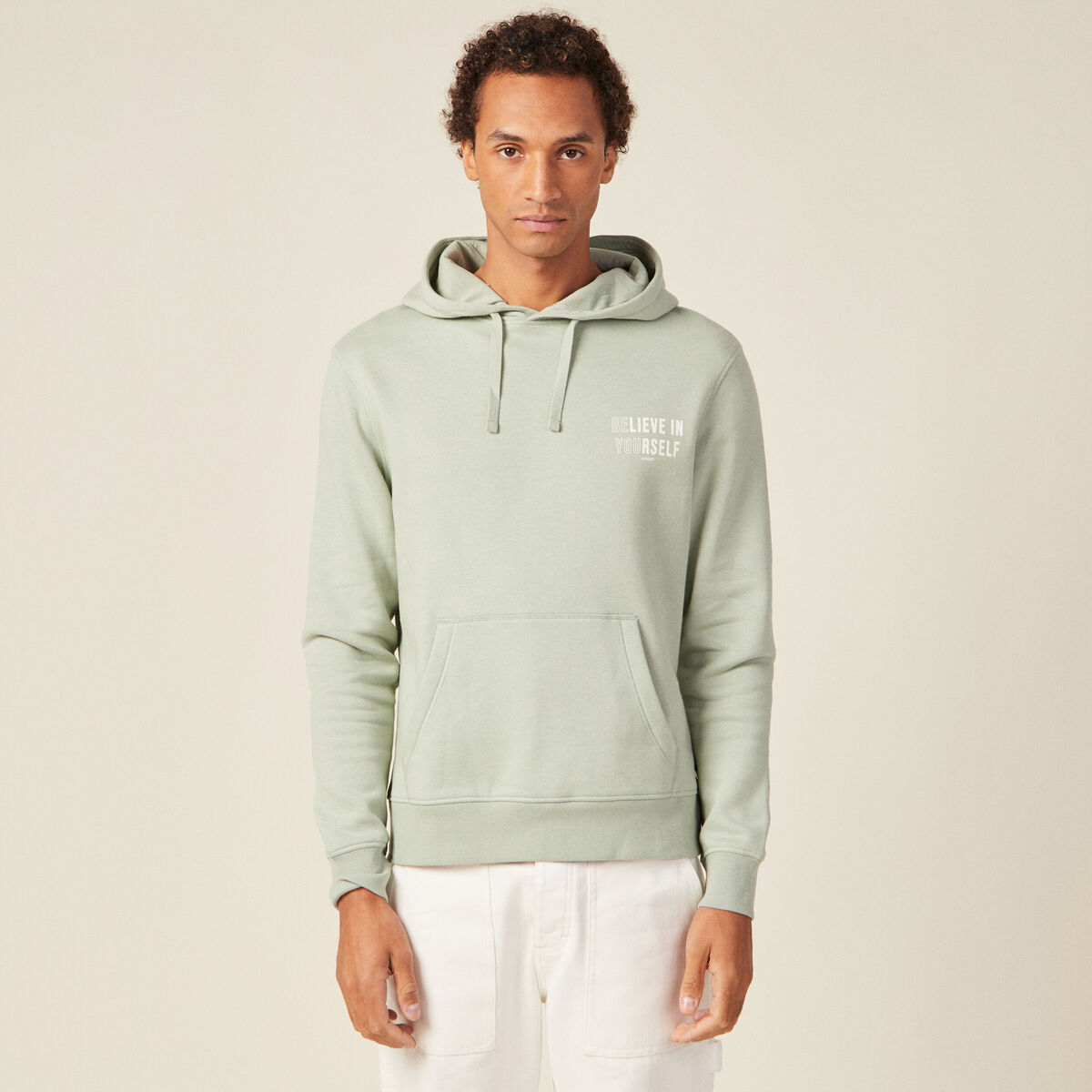 Sweat à capuche vert olive homme