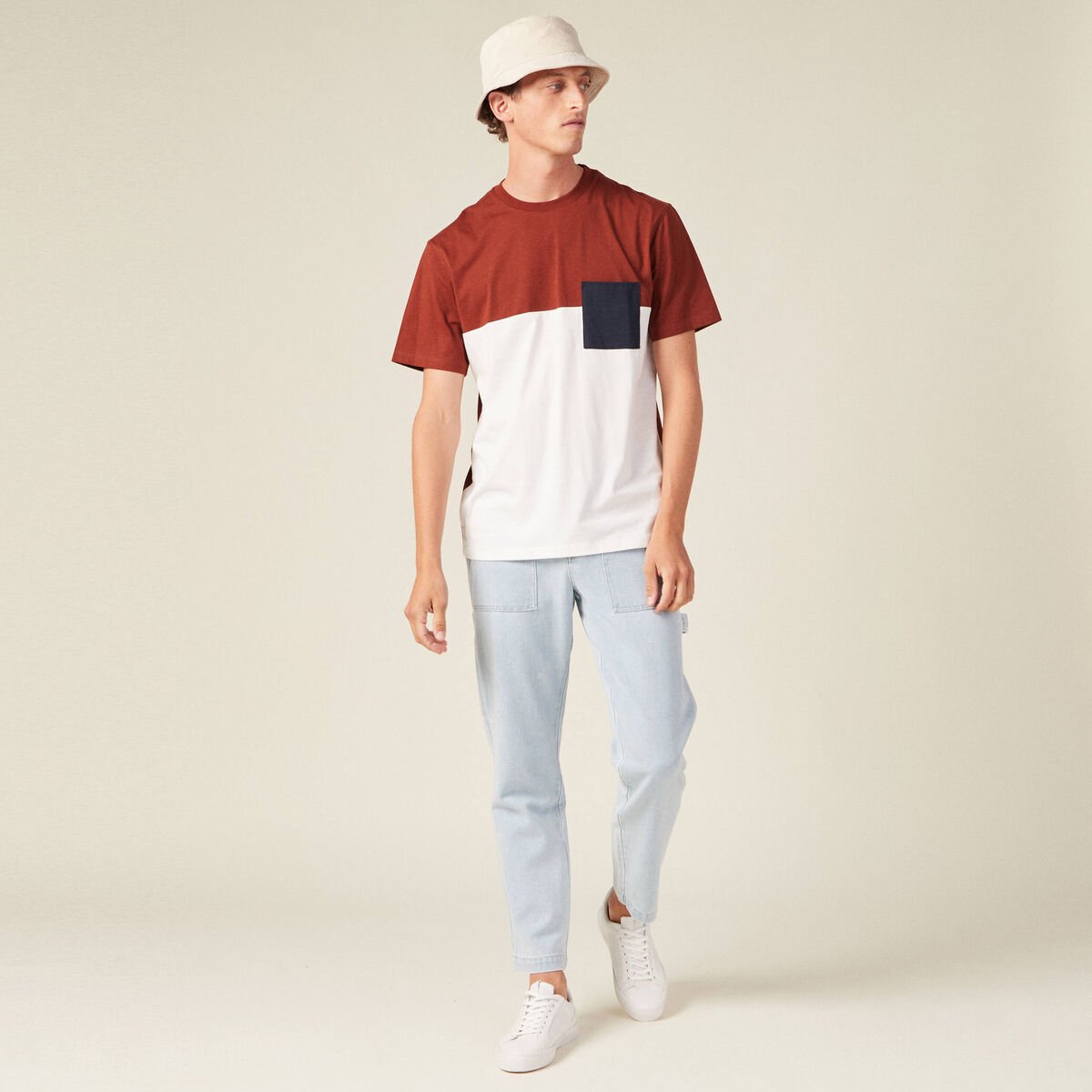 T-shirt éco-responsable marron cognac homme