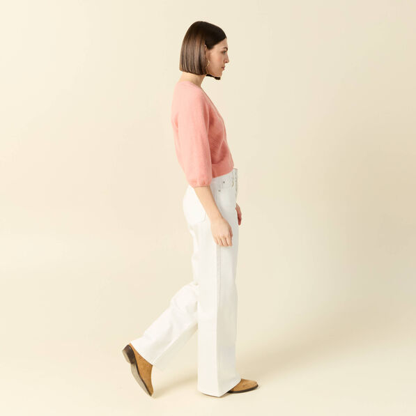 Gilet manches 3/4 rose saumon femme