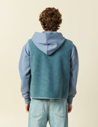 Sweat sans manches effet polaire bleu gris homme