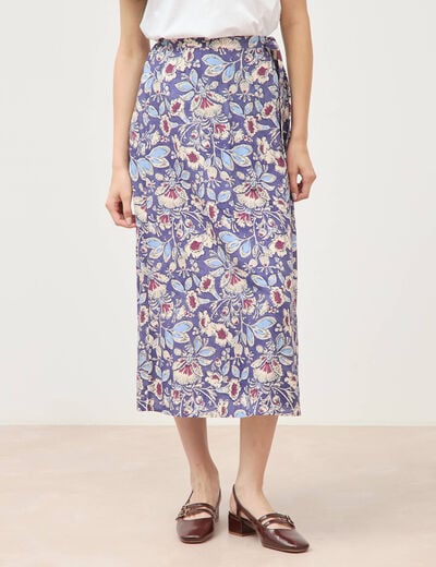 Jupe fluide bleu femme