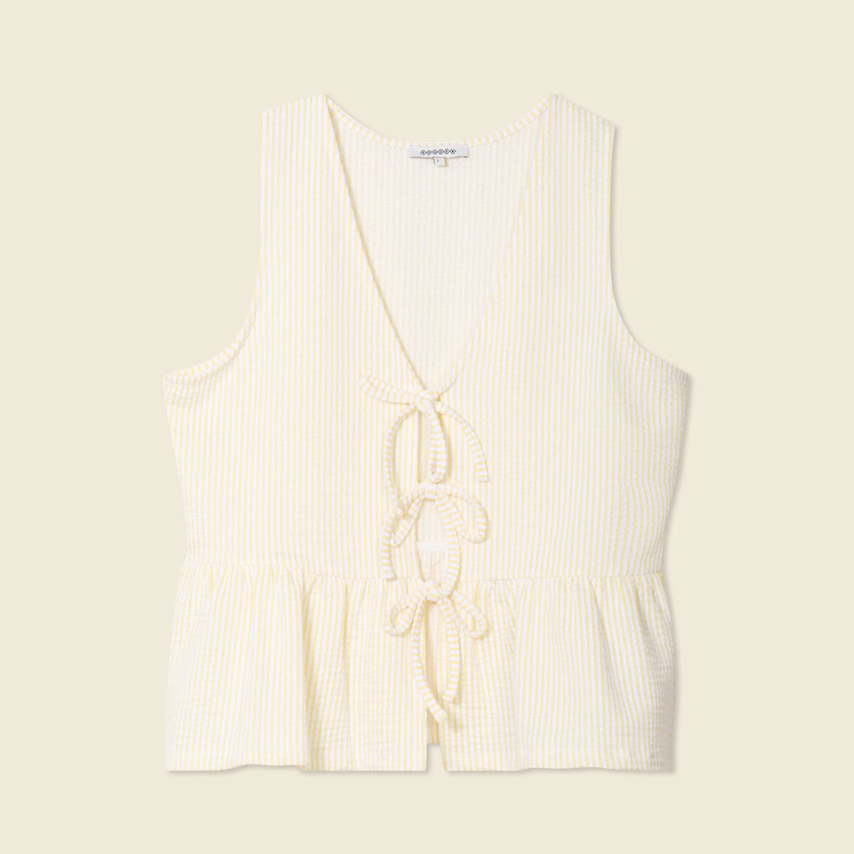 Blouse sans manches jaune pastel femme