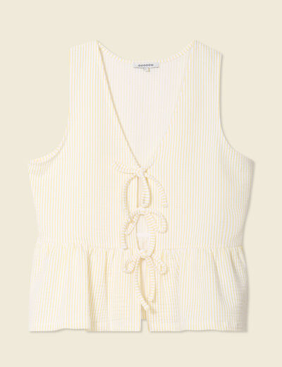 Blouse sans manches jaune pastel femme