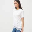 T-shirt droit col rond avec dentelle ecru femme