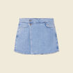 Jupe-short droite en jean denim bleach femme
