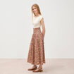 Jupe longue &eacute;vas&eacute;e en coton beige moyen femme