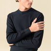 Pull fin col rond manches longues bleu marine homme