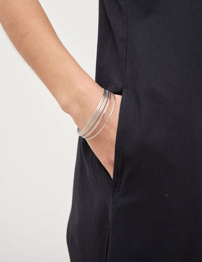 Bracelet multi anneaux couleur argent femme