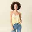 D&eacute;bardeur bretelles col v fluide jaune pastel femme