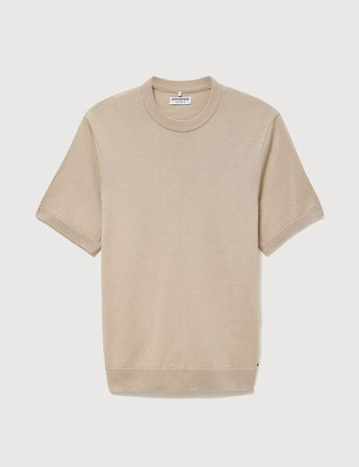 T-shirt col rond manches courtes beige homme