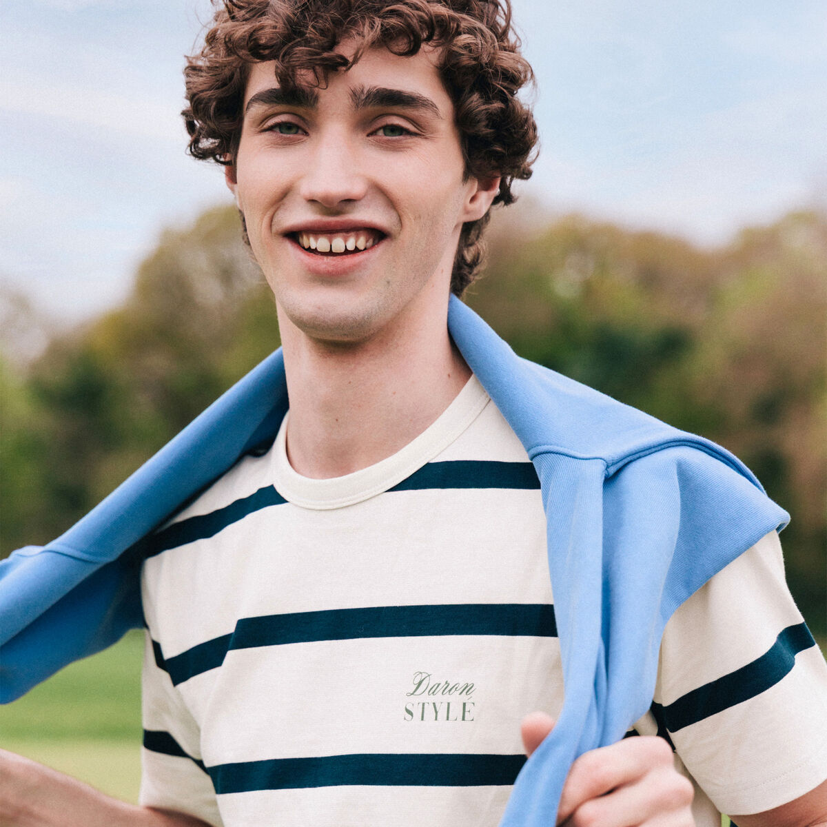T-shirt col rond manches au coude ecru homme