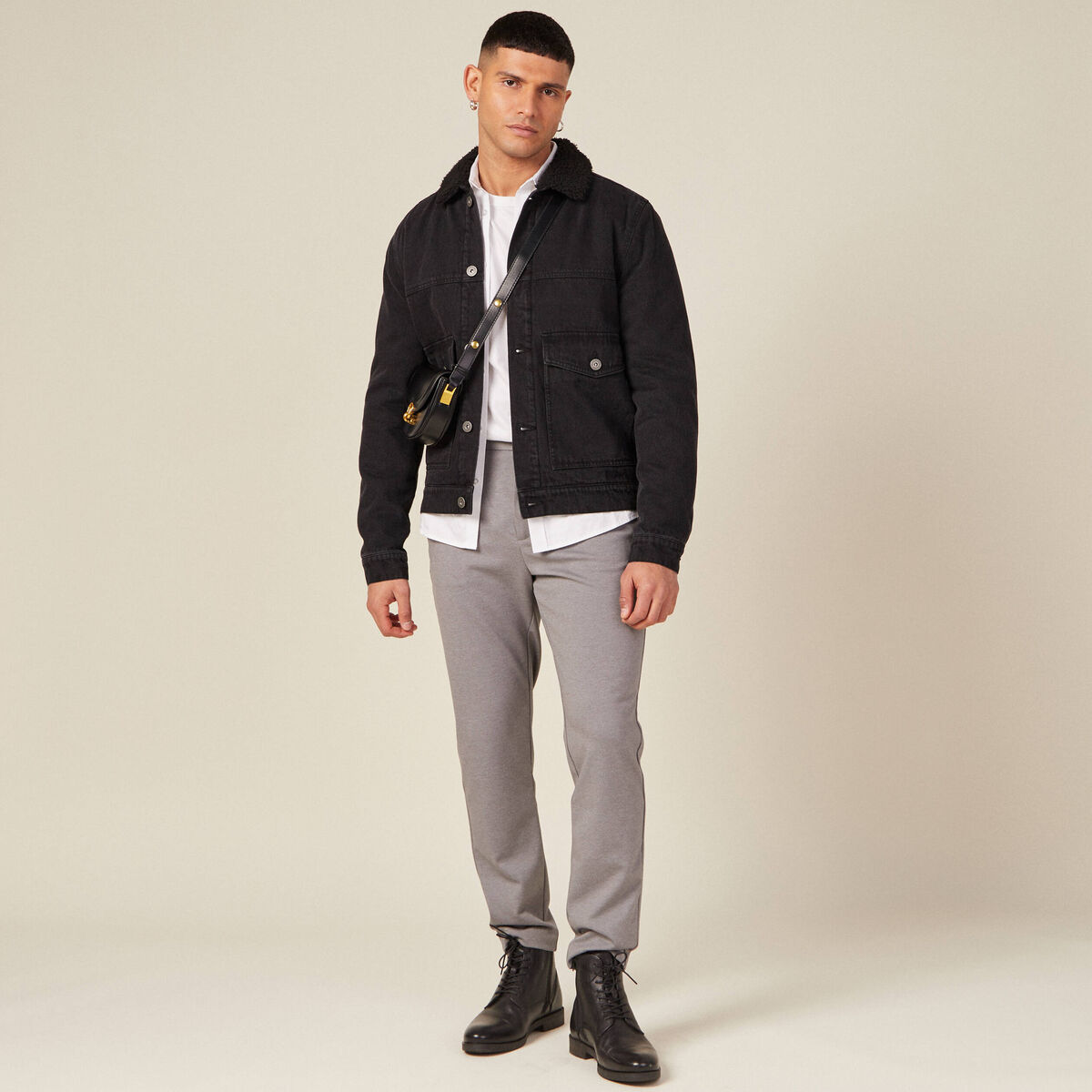 Pantalon chino slim gris homme