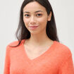 Pull droit col v manches longues rose corail femme