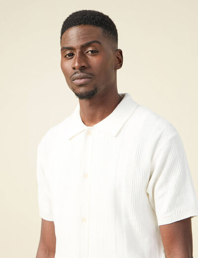 Chemise manches courtes tricot ecru homme