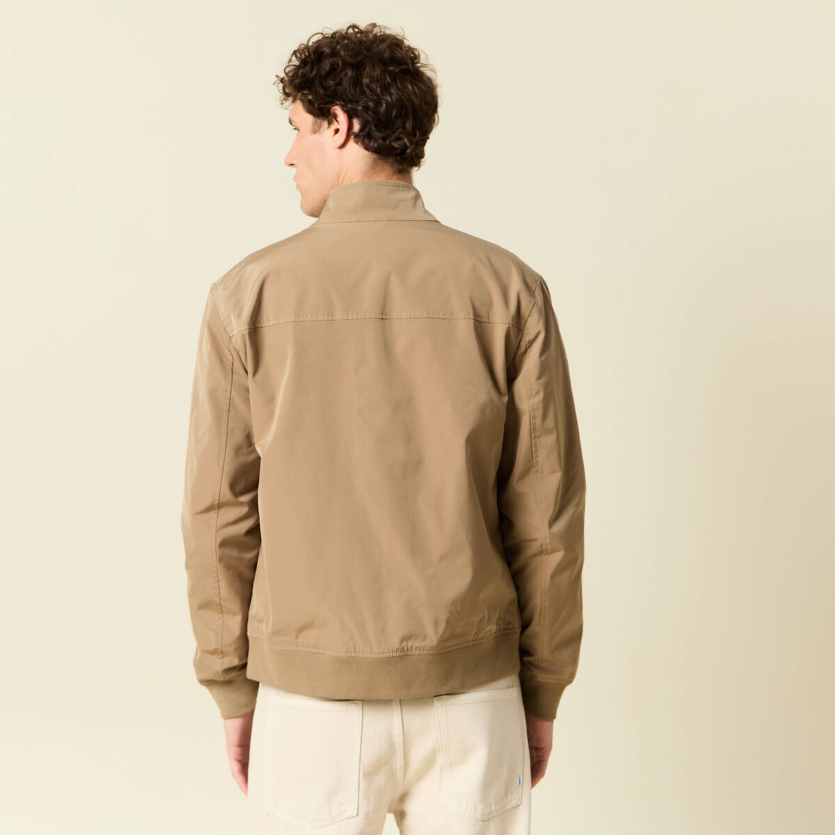Blouson col droit manches longues marron homme