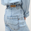 Jeans large taille haute denim bleach femme