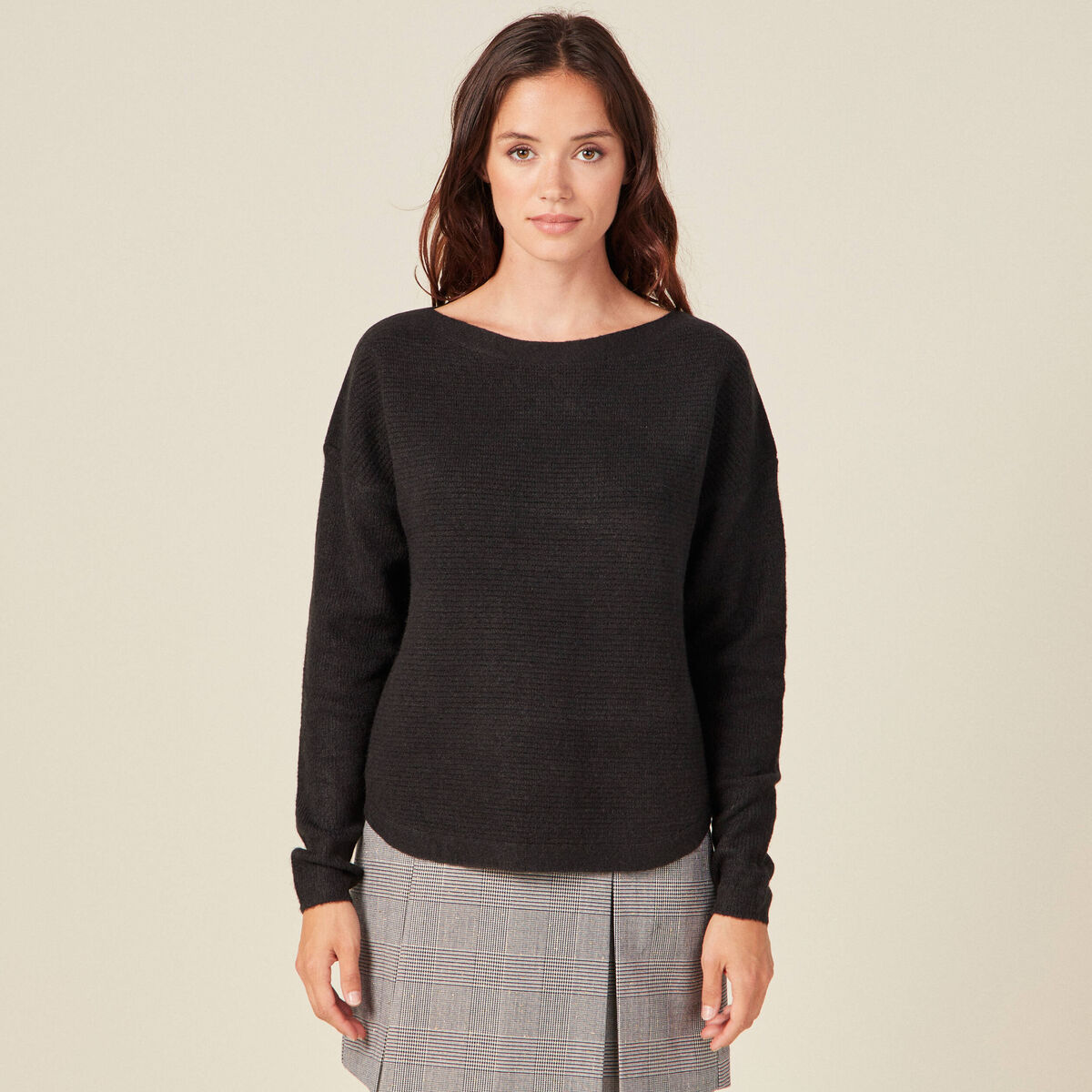 Pull manches longues noir femme