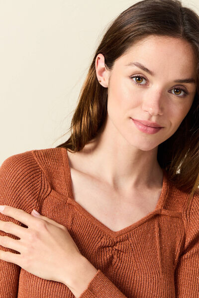 Robe pull midi ajustée orange foncé femme