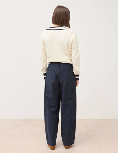 Pantalon coupe regular bleu marine femme