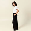 Pantalon large élastiqué noir femme