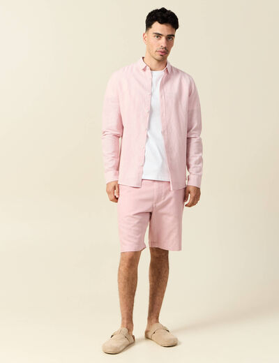 Chemise manches longues rose pastel homme