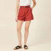 Short paperbag ceinturé rouge foncé femme