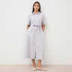 Robe longue droite manches courtes bleu ciel femme