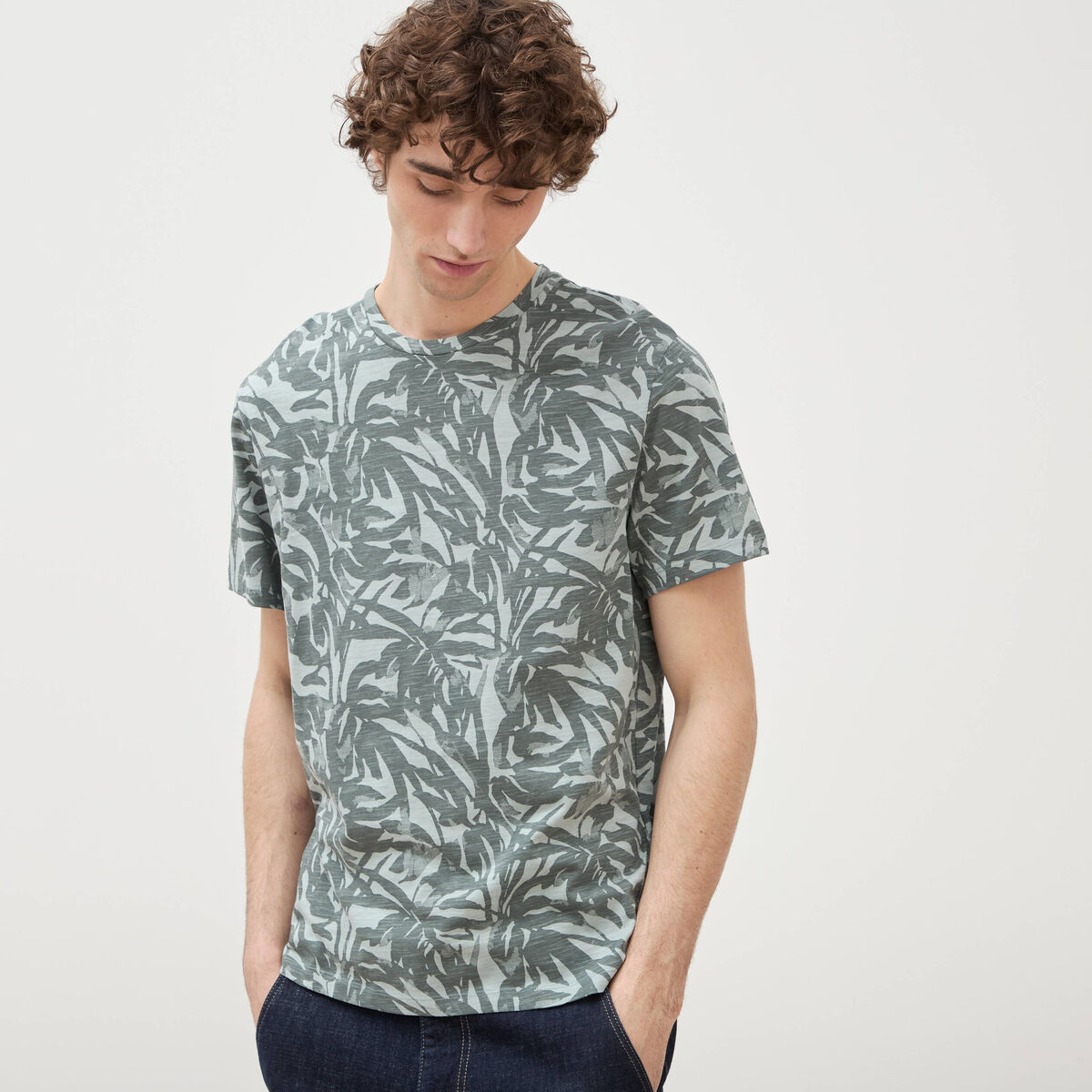 T-shirt manches courtes vert fonc&eacute; homme