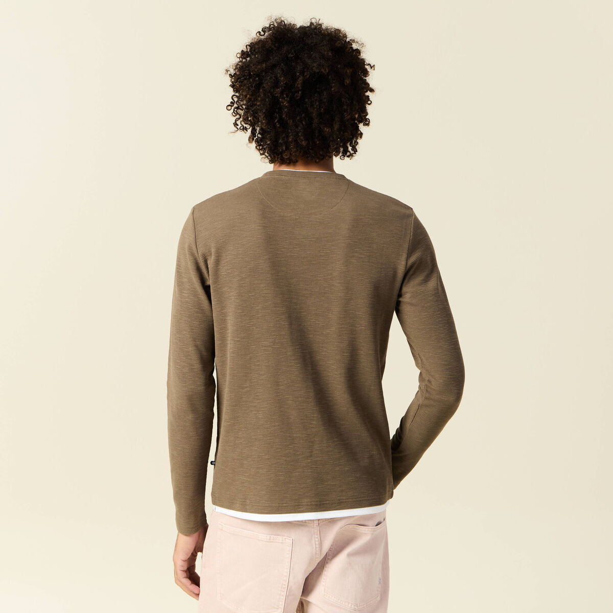 T-shirt manches longues taupe homme