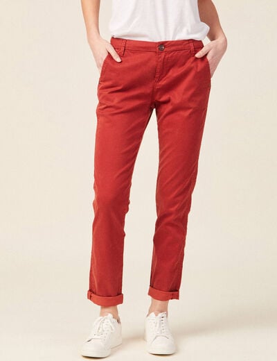 Chino 7/8&egrave;me taille standard orange fonc&eacute; femme