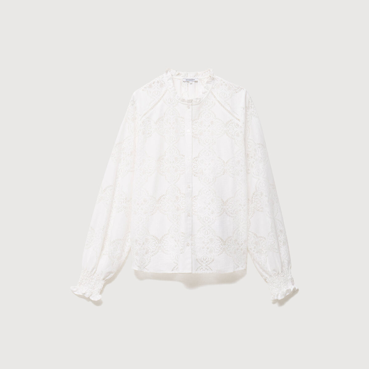 Chemise en dentelle manches longues ecru femme