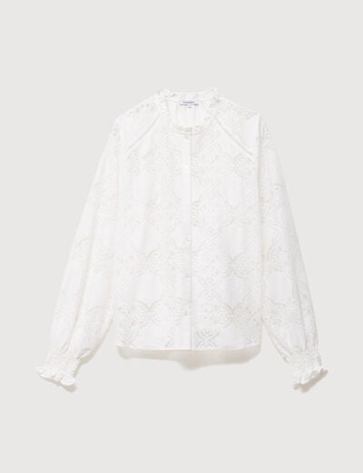 Chemise en dentelle manches longues ecru femme